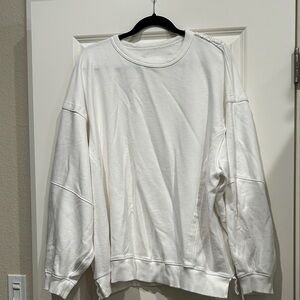 Aerie oversized white crewneck  sweatshirt with crochet yoke Large
